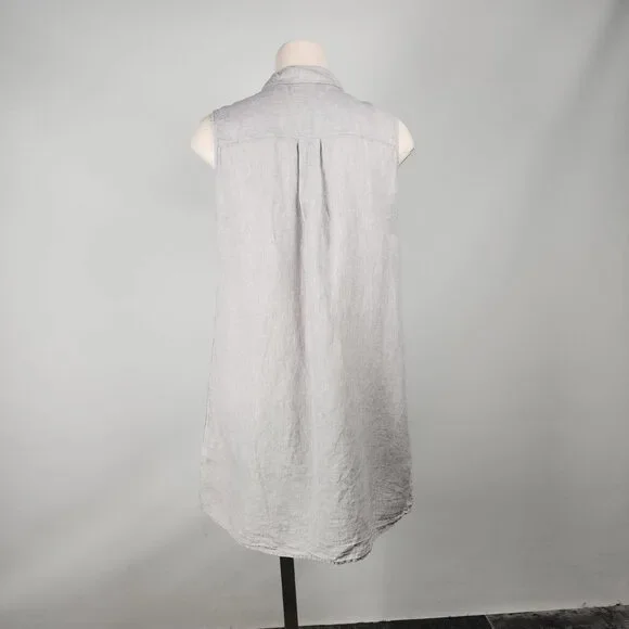 Tahari Grey Linen Sleeveless Collared Dress Dress Size 2X - Picture 7 of 9